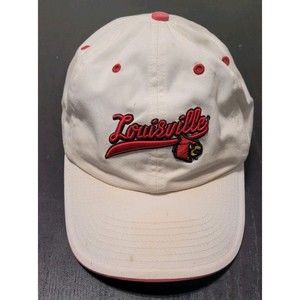 Vtg Louisville Cardinals Hat White Red Strapback Cap Collegiate NCAA Aged Twin E